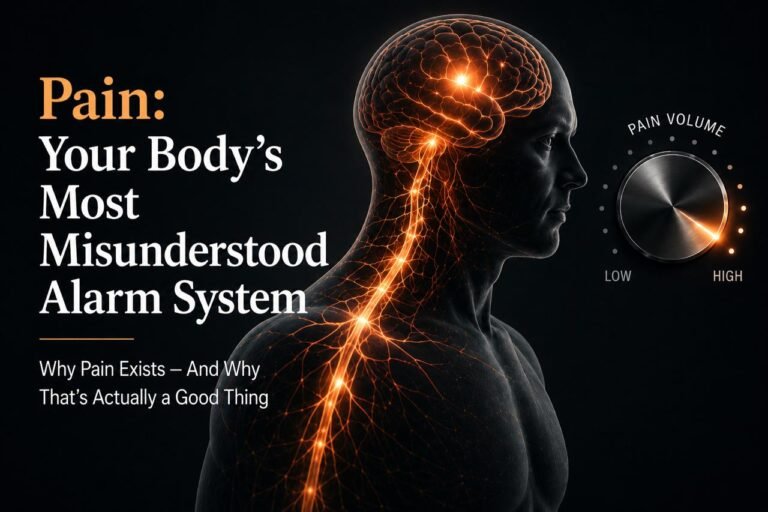 Nervous system and chronic pain illustration explaining how pain signals work in the body